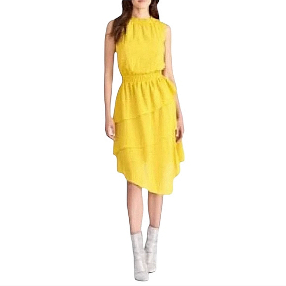 RACHEL Rachel Roy | Asymmetrical Marigold Sleeveless Layered Dress Size XXL